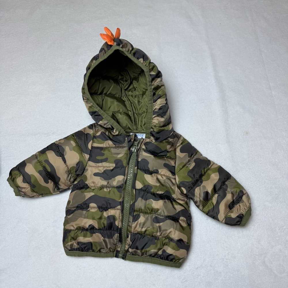 New Robeez Camo Packable Jacket Baby Boys Newborn Coat Dinosaur Camouflage